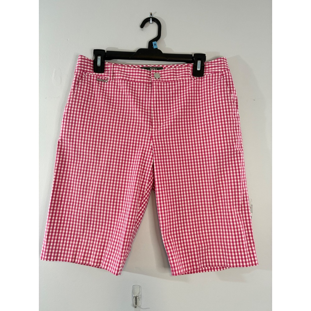 Lauren Active Ralph Lauren Gingham Golf Shorts Pink‎ White Size 8